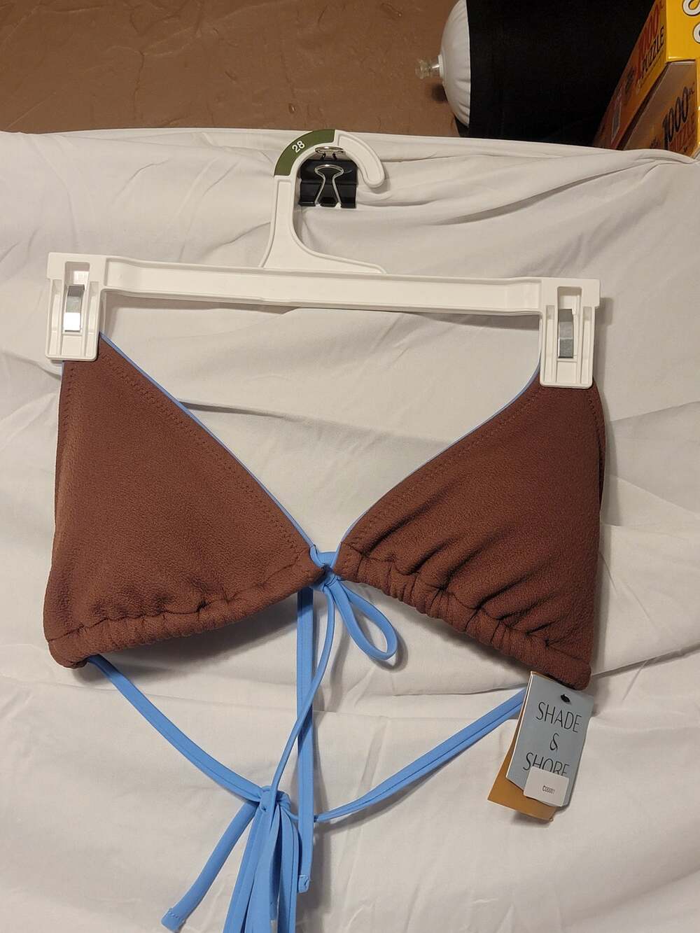 Shade & Shore Brown Swim Top Size XL (16)